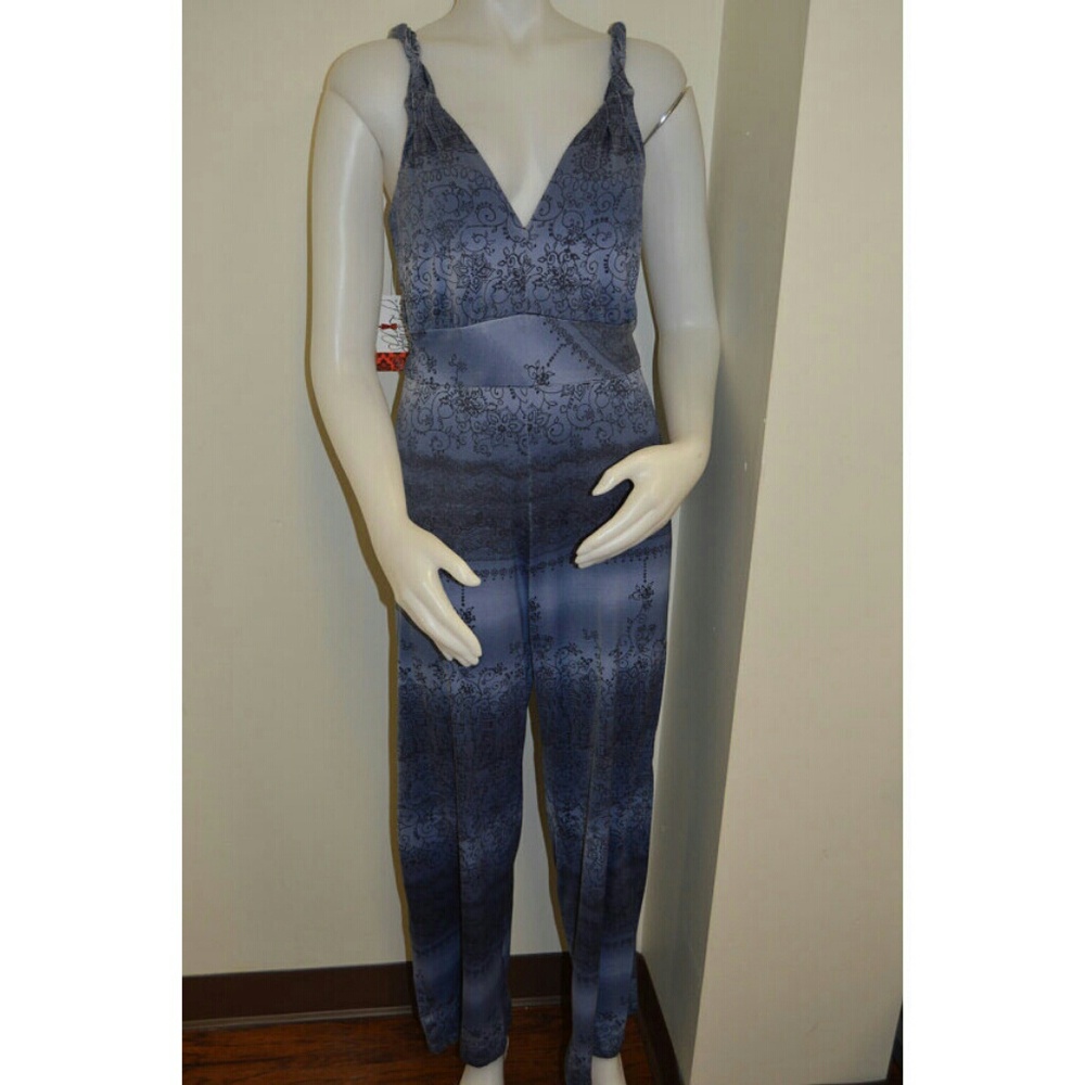 NWT blue ombre floral‎ print jumpsuit